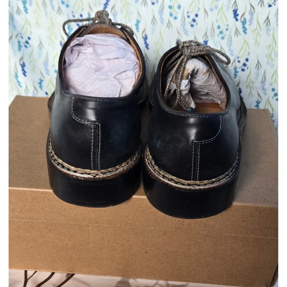 Bollanini & Venturi Barneys‎ New York Leather Oxfords Square Toe Blue Black 8.5